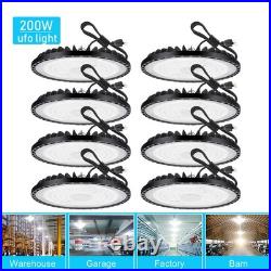 8 Pcs UFO Led High Bay Light 200W Commercial Industrial Factory Garage Gym Light