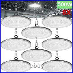 8x 500W UFO LED High Bay Light Industrial Factory Lights Warehouse Commercial US