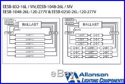ALLANSON ELECTRONIC SIGN BALLAST EESB-832-16L. 1-6 HO, T-8 120volt NOS