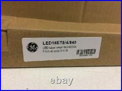 CASE of 25 GE 4ft LED Tube Lamp LED18ET8/4/840 T8 18W 4000K 93135 Retrofit