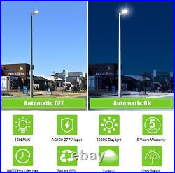 Commercial LED Parking Lot Lights, 150W 22500Lumens with Dusk to Dawn Photocell