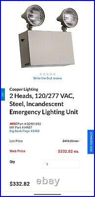 Cooper Lighting2 Heads, 120/277 VAC, Steel, Incandescent Emergency Lighting Unit
