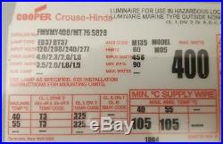 Crouse Hinds Hazardous/Wet Location Light Fixture 400W 120/208/240/277VAC MH