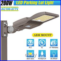 DLC 200W LED Shoebox Parking Lot Light Commercial Outdoor Area Street Pole Light