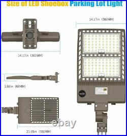 DLC 320W LED Shoebox Light Commercial Parking Lot Street Area Lighting Arm Mount