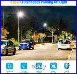 DLC 320W LED Shoebox Light Commercial Parking Lot Street Area Lighting Arm Mount