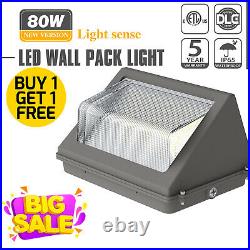 DLC LED Wall Pack Light 80W Photocell Dusk to Dawn Commercial Industrial 5000K