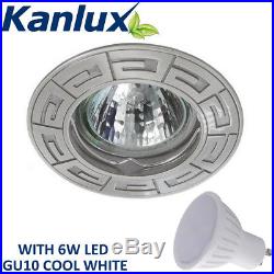 Decorative LED GU10 Recessed Ceiling Adjustable Downlight Spot Light Chrome 6W