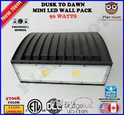Dusk to Dawn 96W LED Mini Wall Pack Wall Mount Lighting Outdoor ETL DLC 5700K