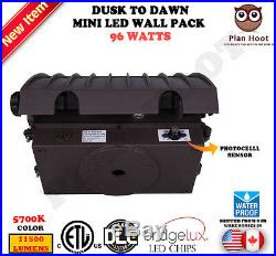 Dusk to Dawn 96W LED Mini Wall Pack Wall Mount Lighting Outdoor ETL DLC 5700K