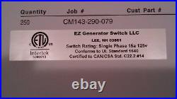 EZ GENERATOR SWITCH prewired, easy to install, videos, FREE SHIP cont, USA