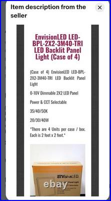 EnvisionLED LED-BPL-2X2-3M40-TRI LED Backlit Panel Light (Case of 4) EnvisionLED LED-BPL-2X2-3M40-TRI LED Backlit Panel Light (Case of 4)