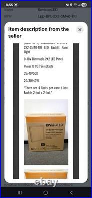 EnvisionLED LED-BPL-2X2-3M40-TRI LED Backlit Panel Light (Case of 4)