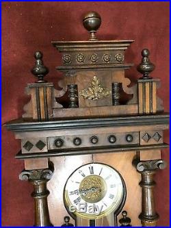 Gustav Becker Vienna Regulator Wall Clock Circa 1850 Great Condition 5 ft