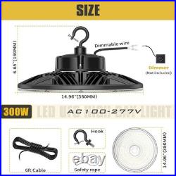 High Bay Light 300W UFO Commercial Warehouse Dimmable LED Shop Lighting 100-277V