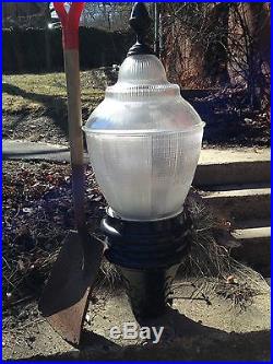 Holophane Granville Post Light, Finial, Globe Fixture and Bulb, King Luminaire