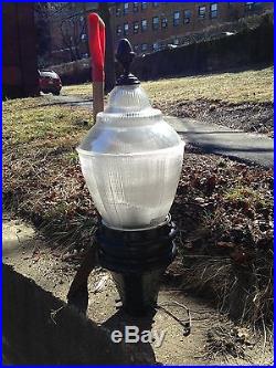 Holophane Granville Post Light, Finial, Globe Fixture and Bulb, King Luminaire