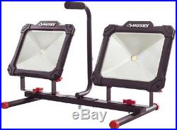 Husky 7000-Lumen Portable Twin-Head Lamp LED Tripod Mount Garage Shop Work Light