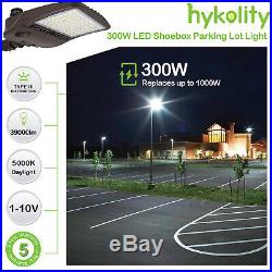 Hykolity 300W LED Parking Lot Light Shoebox Pole Light Slip Fitter Mount DLC