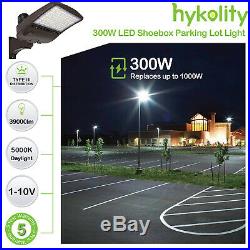 Hykolity LED Parking Lot Light 300W Shoebox Street Pole Light Arm Mount DLC