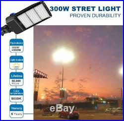 JESLED LED Parking Lot Light 100W300W Street Light 5000K IP65 Slip Fit Mount