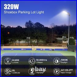KUKUPPO 320W LED Parking Lot Light Dusk To Dawn Commercial Shoebox Pole Lighting