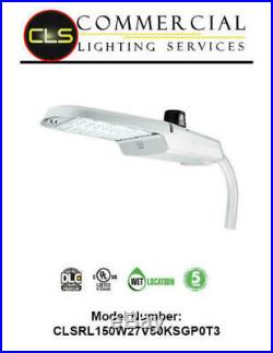 LED Area Roadway Parking Lot Light Silver 150W, Commercial Photocell 5000K