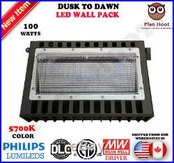 LED Dusk to Dawn Sensor Wall Pack 100W ETL DLC Outdoor Replaces 350 400W HID