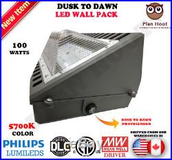 LED Dusk to Dawn Sensor Wall Pack 100W ETL DLC Outdoor Replaces 350 400W HID