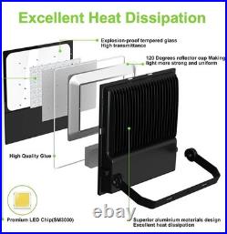 LED Flood Light 300W 42000LM Commercial Outdoor Security Floodlight AC 100-277V