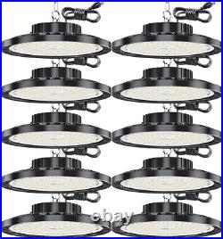 LED High Bay Light 10 Pack, 100W 15000LM UFO Lights with US Plug 6.56ft 7000K LED High Bay Light 10 Pack, 100W 15000LM UFO Lights with US Plug 6.56ft 7000K