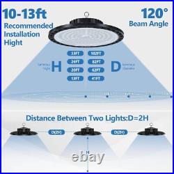 LED High Bay Light 10 Pack, 100W 15000LM UFO Lights with US Plug 6.56ft 7000K