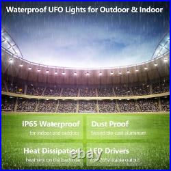 LED High Bay Light 10 Pack, 100W 15000LM UFO Lights with US Plug 6.56ft 7000K