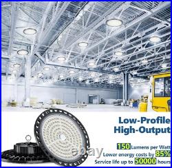 LED High Bay Light 10 Pack, 100W 15000LM UFO Lights with US Plug 6.56ft 7000K