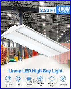 LED Linear High Bay Shop Light, 400W 56000LM Dimmable Warehouse Garage Fixtures