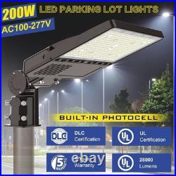 LED Parking Lot Light 200W 30000 Lm Commercial Shoebox Pole Fixture Dusk To Dawn