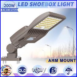 LED Parking Lot Light 200W Outdoor Commercial Street Shoebox Lights Arm Mount US