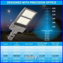LED Parking Lot Light 480V 320W 48000LM Outdoor Commercial Area Shoebox Lighting