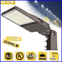LED Parking Lot Light Adjustable Slip Fitter 150W Shoebox Street Pole Area Light