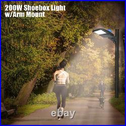 LED Parking Lot Light Dusk To Dawn Area Shoebox Light Fixture 200W Wall Mount