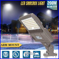 LED Parking Lot Lights 200W Commercial Shoebox Street Pole Light with Arm Mount