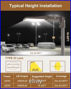 LED Parking Lot Lights 300W, UL Listed 48000LM Shoebox Pole Light With Photocell