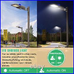 LED Shoebox Light 200W Dusk-to-Dawn Commercial Parking Lot Street Area Pole Lamp