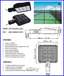LED Shoebox Parking Lot Pole Light Black 300W AC100-277V 5000K
