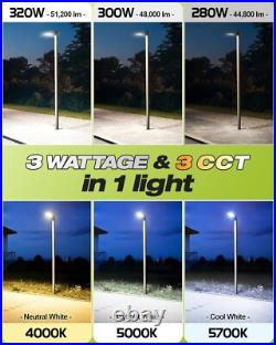 LED Shoebox Pole Light Dusk To Dawn Outdoor Street Parking Lot 320W 300W 280W