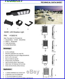 LED Shoebox Pole Light Slim Black 300 Watt Street Light, Parking Lot 200-480V