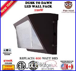 LED Wall Pack Dusk to Dawn 120 Watts Outdoor Commercial Replaces 400W HID 5700K