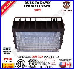 LED Wall Pack Dusk to Dawn 90 WT Outdoor Commercial Replaces 300 350W HID 5700K
