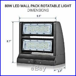 LED Wall Pack light 40W 80W Rotatable Adjustable Head Outdoor Area Parking Lamp