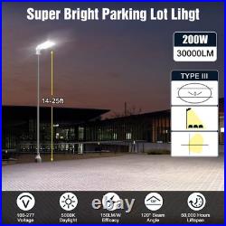 Led Parking Lot Light Fixture 200W Dust to Dawn with Photocell Shoebox Pole Lamp